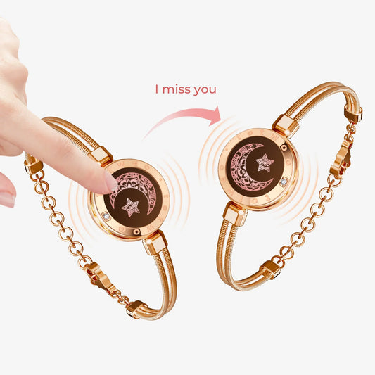 Moon & Star Touch Bracelets (Snake Chain Edition — Rose Gold + Rose Gold)