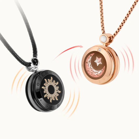 Sun & Moon Touch Necklaces (Agate Edition — Black + Rose Gold)