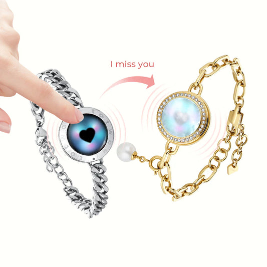 Soulmate 2.0 Touch Bracelets Set (Silver Cuban Chain + Gold Paperclip Chain)