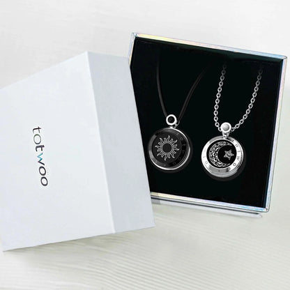 Sun & Moon Touch Necklaces (Natural Agate Set for Two)