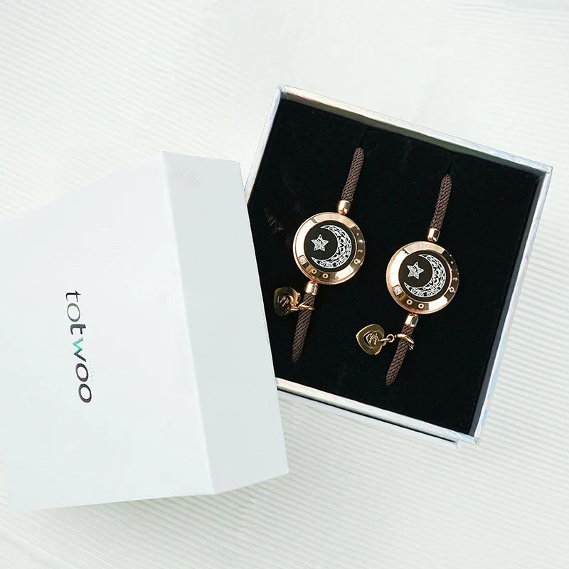 Moon & Star Touch Bracelets  (Milan Rope Edition — Brown + Brown)