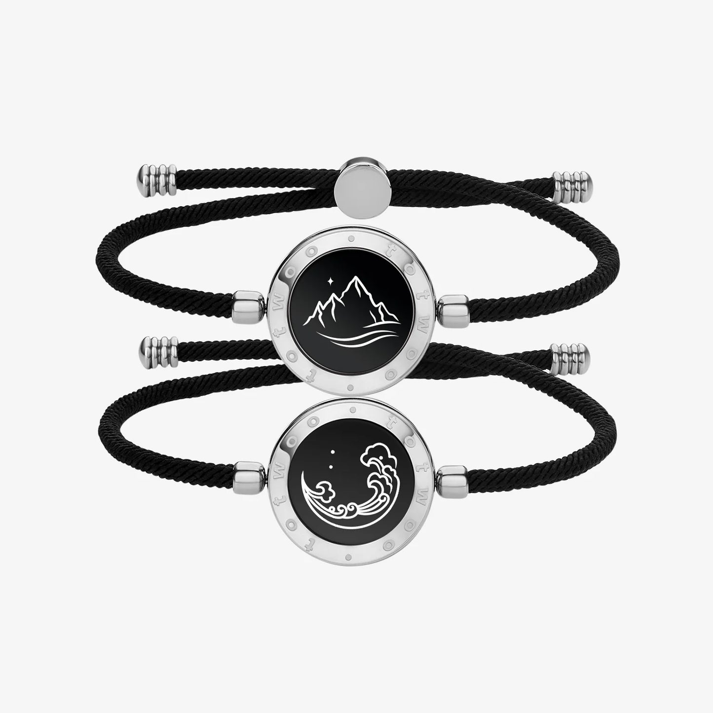 Mountain & Sea Touch Bracelets  (Milan Rope Edition — Black + Black)