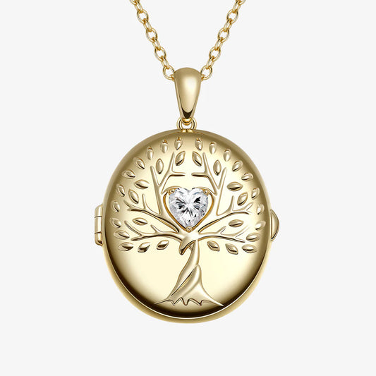 Tree of Life AI Smart Locket (Gold/White Sapphire)